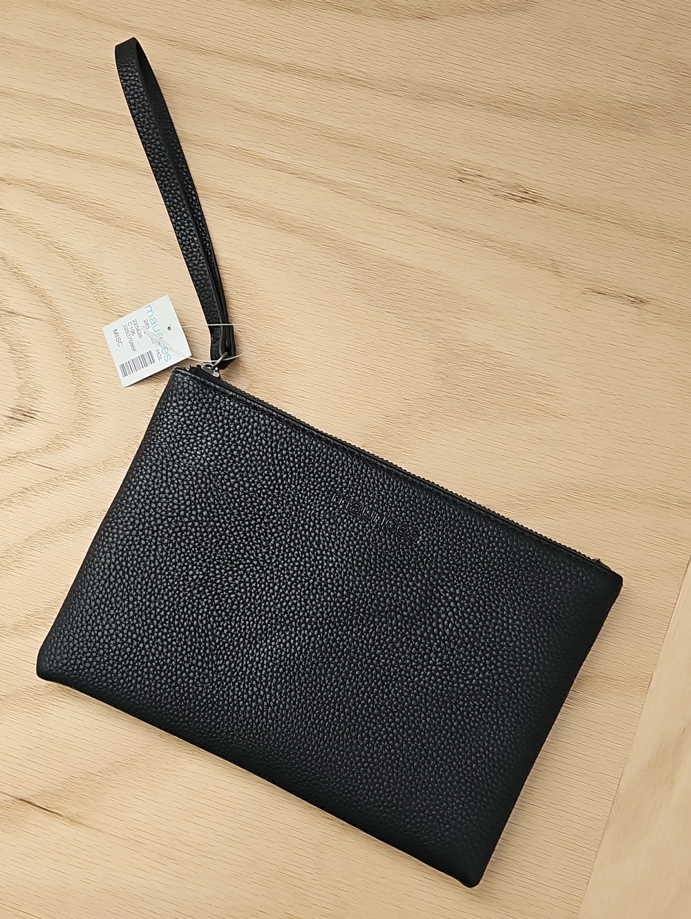 Maurices Black Pebbled Wristlet Clutch